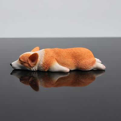 Фигурка спящей собаки корги, милая поза, Корги, Средний размер, Животное, Скульптура, Фигурка, Миниатюра, (Сон на открытом воздухе, Желтый)