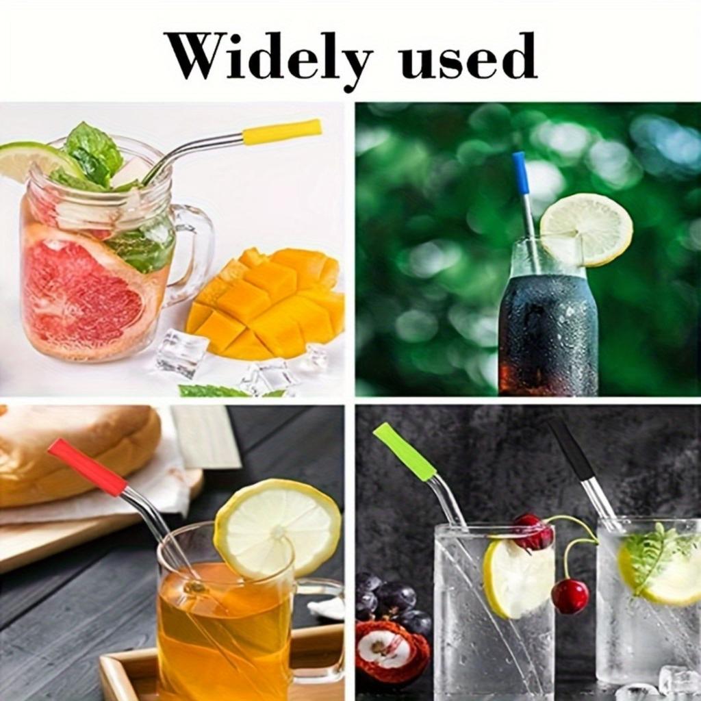 50pcs Reusable Straw Tips,Multi-Colored Covers for 6mm Wide Stainless Steel Straws