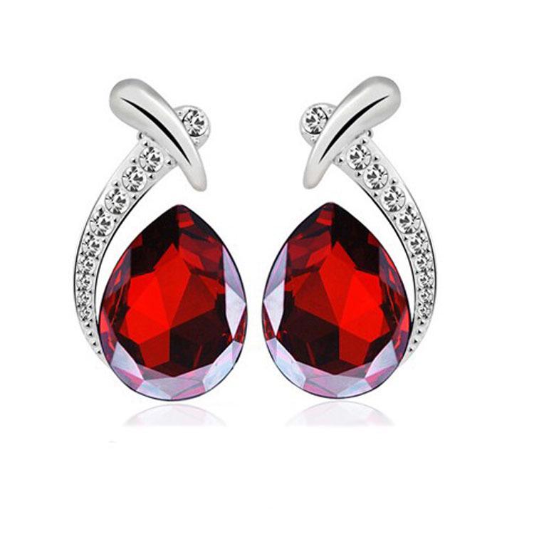 Korean Teardrop Fish Mermaid Crystal Stud Earrings