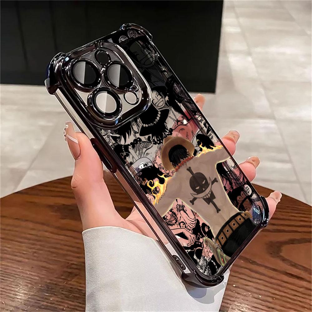 Cool Portgas D Aces Plating Phone Case For Xiaomi Redmi A7 15 A3 15C 14C K50 Note 15 14 13 12 12s Pro Plus 4G5G Anti Fall Airbag