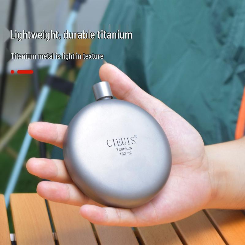 CIEUIS 180ML Pure Titanium Round Mini Portable Wine Pot for Outdoor Use