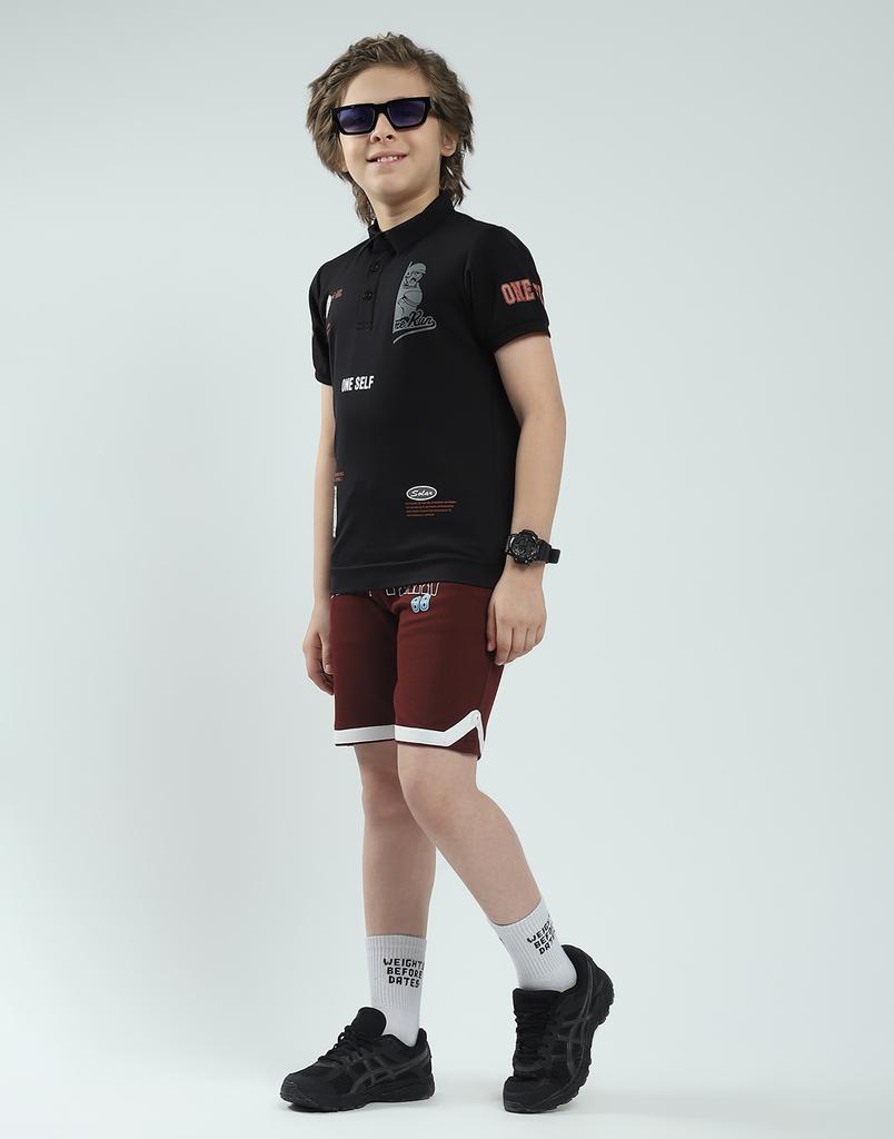 MONTE CARLO Boys's Regular Fit Printed Polo Half Sleeve T-Shirt