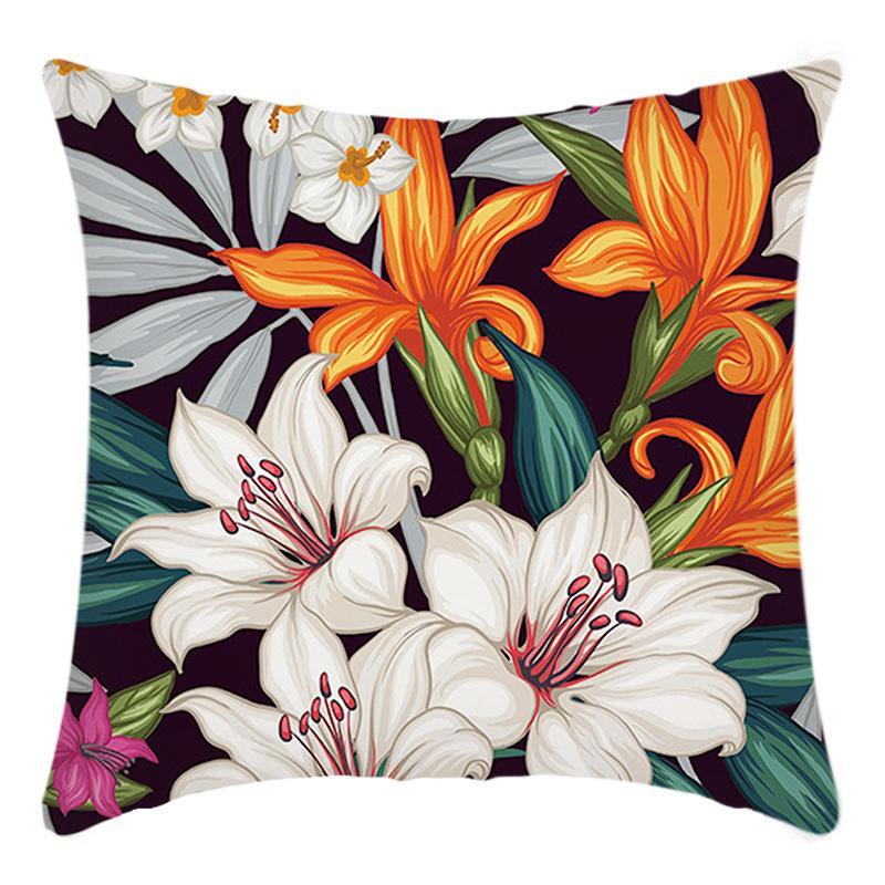 New Pillowcase Green Plant Flower Print Pillow Home Sofa Cushion Cover