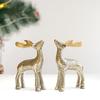 Latest Antique Golden Aluminium Christmas Reindeer Figurine Statue 2 Pcs | Reindeer Showpiece for Tabletop, Bookshelf, Desktop, Cabinets,
