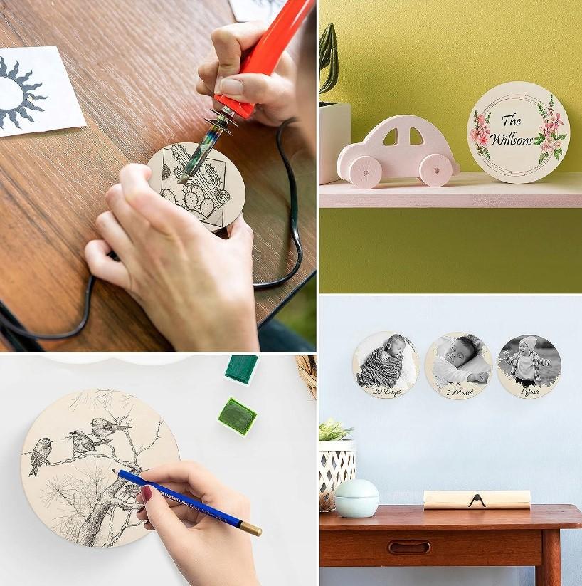 Decorative wooden wheels for decoration 100 PCS ECO wheel for painting Base 6mm