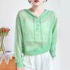 Новый летний вязаный свитер из бамбукового льна с капюшоном и однотонным повседневным базовым слоем