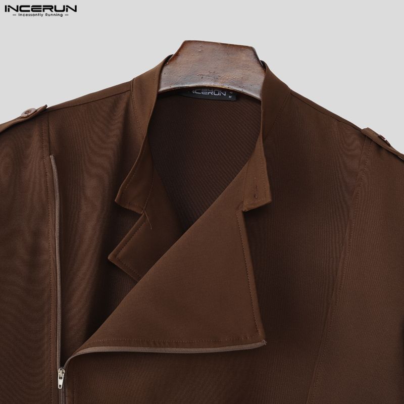 INCERUN Two Pieces Sets Men Zip-up Sleeveless Cropped Waistcoat and Long Cargo Pants Outfits