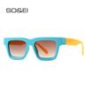 SO & EI Ins, популярные модные квадратные красочные солнцезащитные очки, женские ретро-синие, желтые оттенки, UV400, трендовые мужские солнцезащитные очки с чайным градиентом