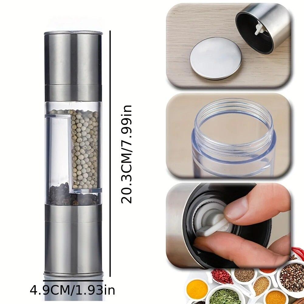 2 в 1 двухсторонняя мельница для перца, ручная мельница из нержавеющей стали, мельница для соли и перца, мельница для специй, кухонный инструмент