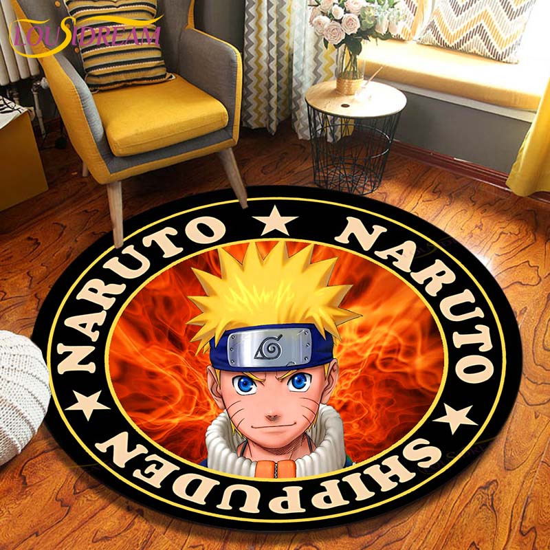 Круглый ковер в стиле аниме «Наруто», напольный коврик для спальни, фланелевый ковер с животными, противоскользящий детский игровой коврик, декоративные коврики для детской комнаты