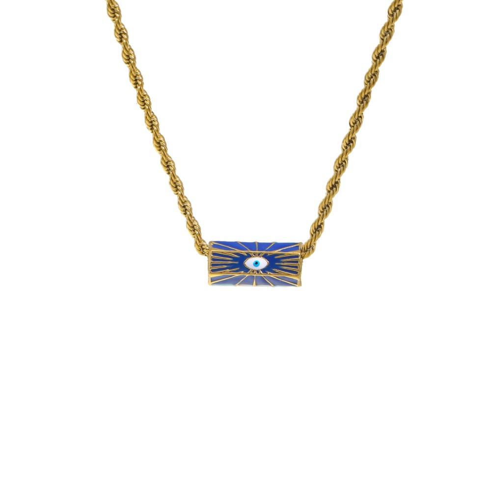 Sweet Charm Turkish Eye Multi Color Necklace Wish Card Hexagonal Neck Chain Jewelry Accessories