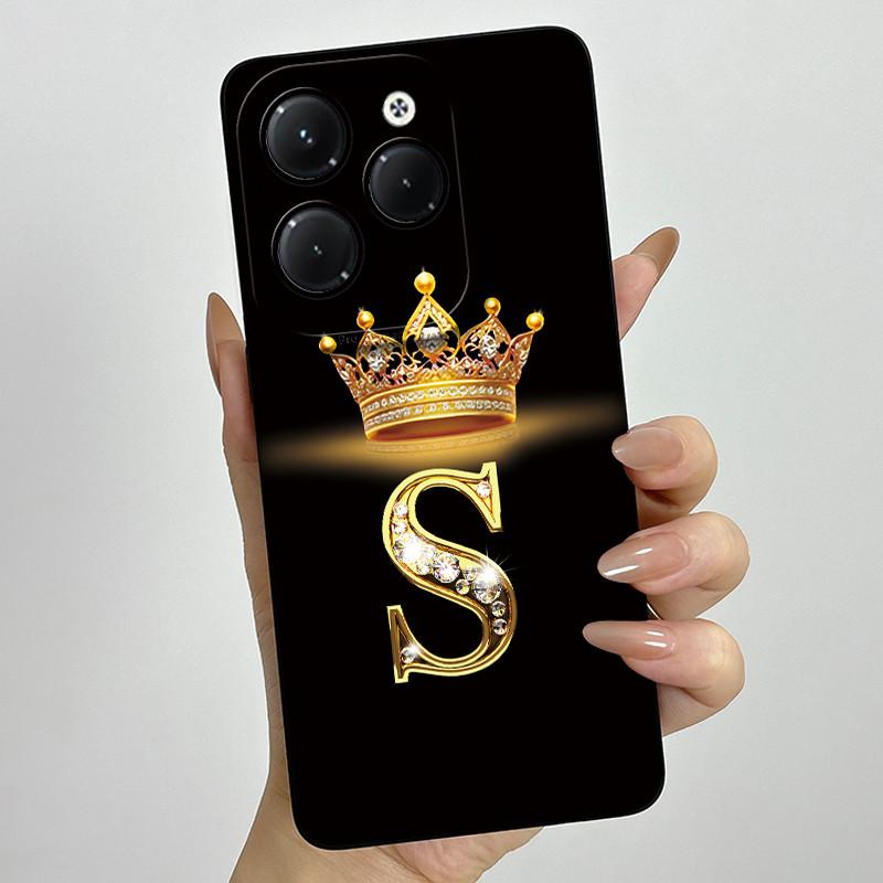 Чехол для Infinix Hot 40 Pro 40i Корона Буква Funda Мягкая Жидкая Силиконовая Задняя Крышка Для Infinix Hot40 Hot40i 40Pro Бампер Оболочка