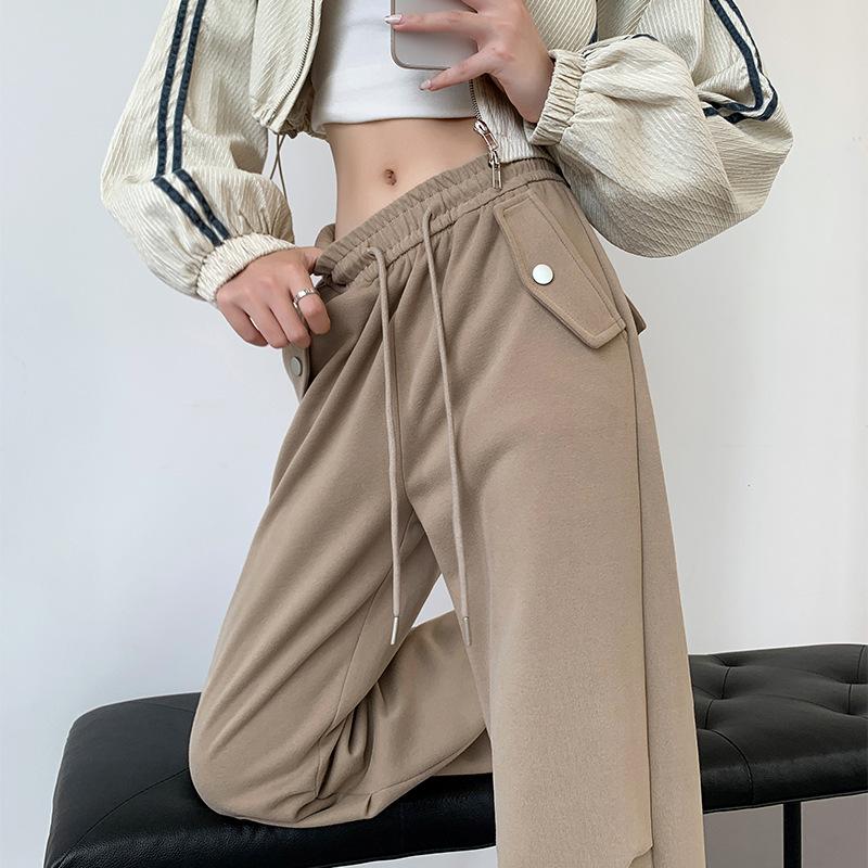 Uncle Radish Overalls Women's Autumn and Winter New Straight Leggings Spice Girl Wide-leg Paratrooper Casual Sweatpants