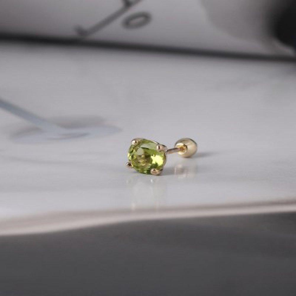 14K Peridot Birthstone Earrings_5.0mm