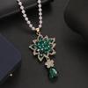 Корейская Мода Цветочная Цепочка-Ожерелье - Женский Высококлассный Кулон Камелия Кошачий Глаз Осень/Зима.