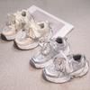 Кроссовки для девочек Air Mesh Sports Shoes with Chain Детские кружевные кроссовки с жемчужинами Princess Running Shoes Детские повседневные кроссовки с цветами Весна Осень