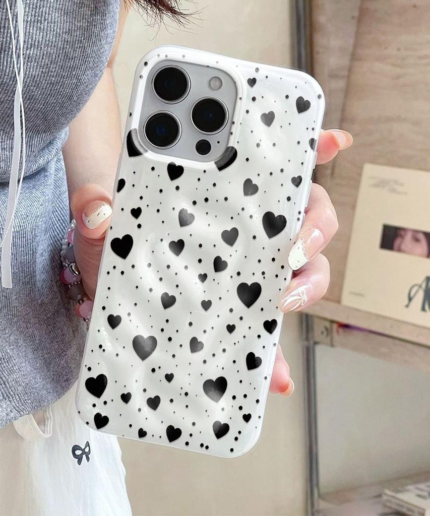 Чехол с сердечками в горошек Для IPhone 17 Air 16 15 14 13 12 11 Pro Max Чехол-бампер Для IPhone 16 15 14 Plus Чехол Funda Coque