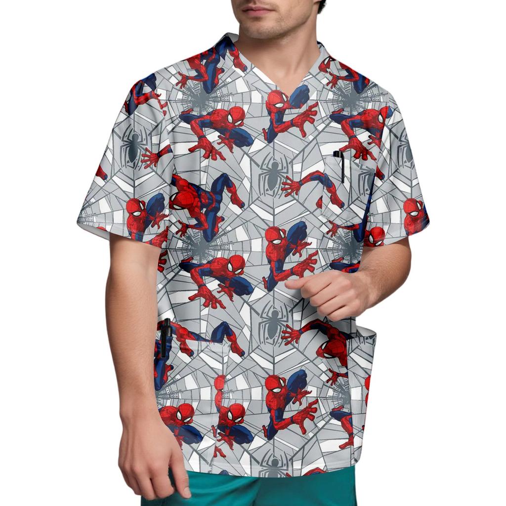 Мужской топ с коротким рукавом и V-образным вырезом с принтом нагрудного кармана