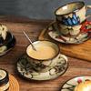 Retro Flowers Ceramic Coffee Cups Light Luxury Home Afternoon Tea Exquisite Mugs Fashionable Office Coffee Cup and Plates Set