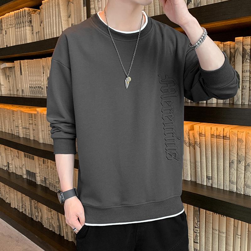 Новый парный весенний свитер с круглым вырезом и длинным рукавом, повседневный топ, корейская версия, трендовый свитер с принтом, мужской