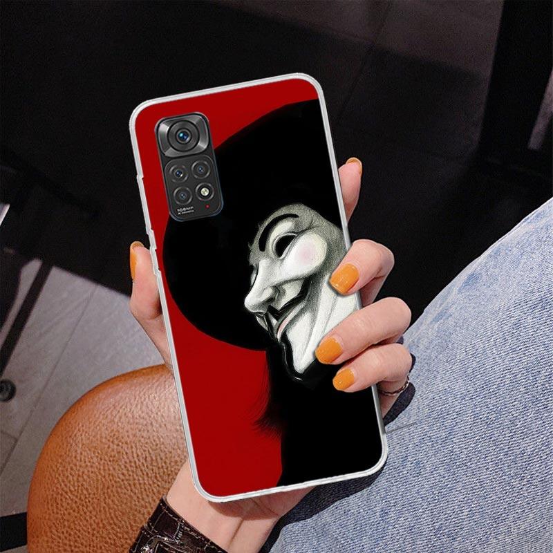 Анонимный чехол для телефона с маской V для Xiaomi Redmi Note 15 14 13 12S 12 11 Pro Plus 14S 11S 11E 10 10S 11T 5G Персонализированный чехол Redmi