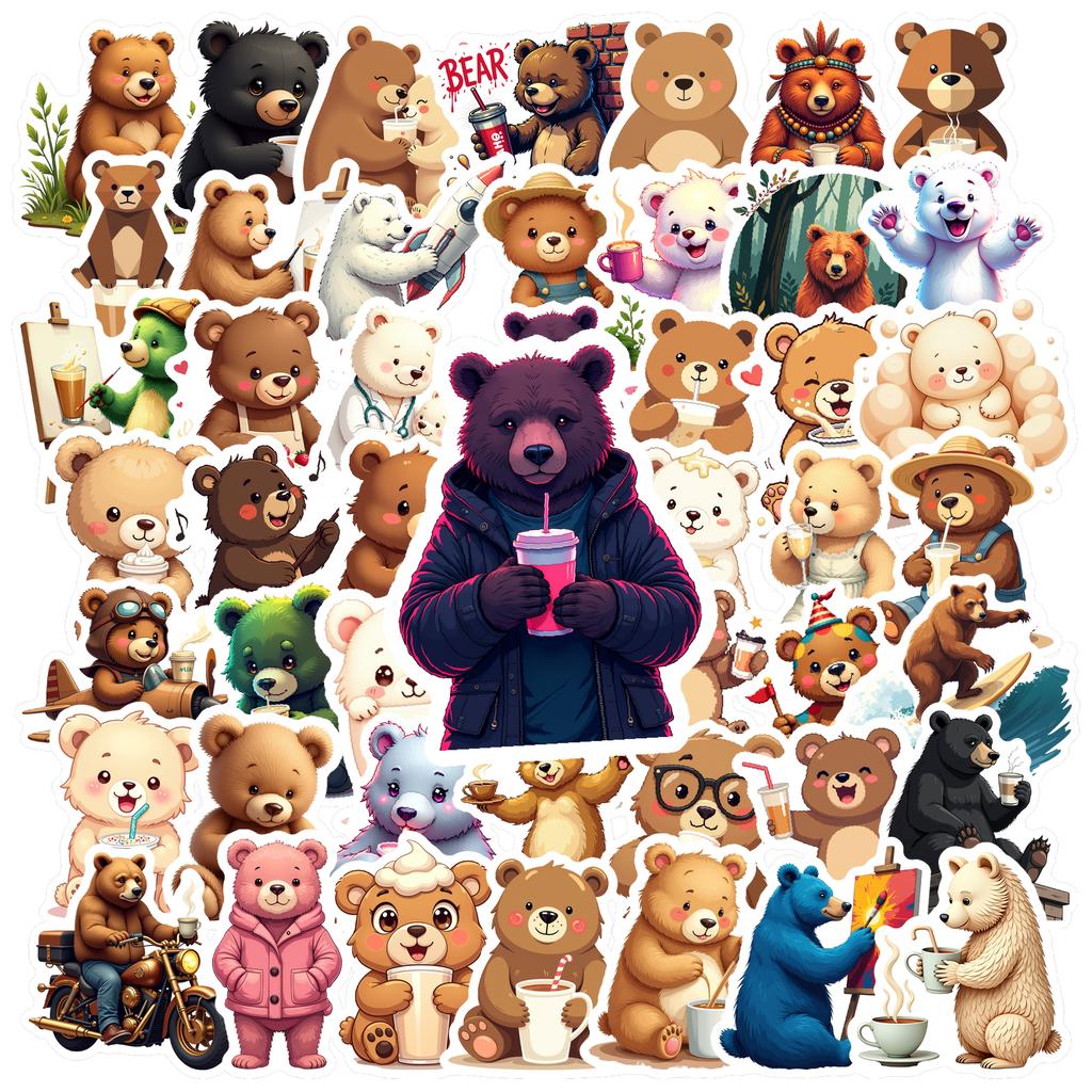 35-150pcs Different Bear Cartoon Stickers Waterproof Graffiti Diy Decorated Laptop Suitcase Guitar Classic Pvc Decals Reward