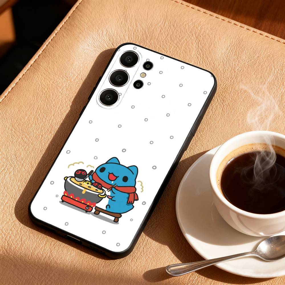 Чехол для телефона Fluffy-Cat B-Bugcat C-Capoo для Samsung S26,S25,S24,S21,S22,S23,S30,Ultra,S20,FE,Lite,10,9, Черный чехол