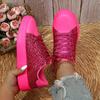 Fashion 2024 New Women Platform Casual Sneakers Fashion Shiny Rhinestone Flat Shoes for Women Shining Crystal Sneaker Lacing Trend Shoes