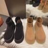 Женские европейские зимние ботинки на толстой подошве 2024 года: Мягкие, увеличивающие рост, теплые и модные короткие хлопковые туфли для зимы
