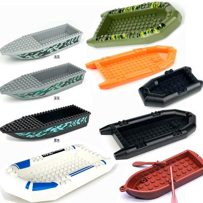 MOC Военная Армия Камуфляж Резиновая Лодка Каноэ Спасательная Шлюпка Каякинг Пиратский Корабль Мотоцикл Ребенок Строительные Блоки Кирпичи Игрушки