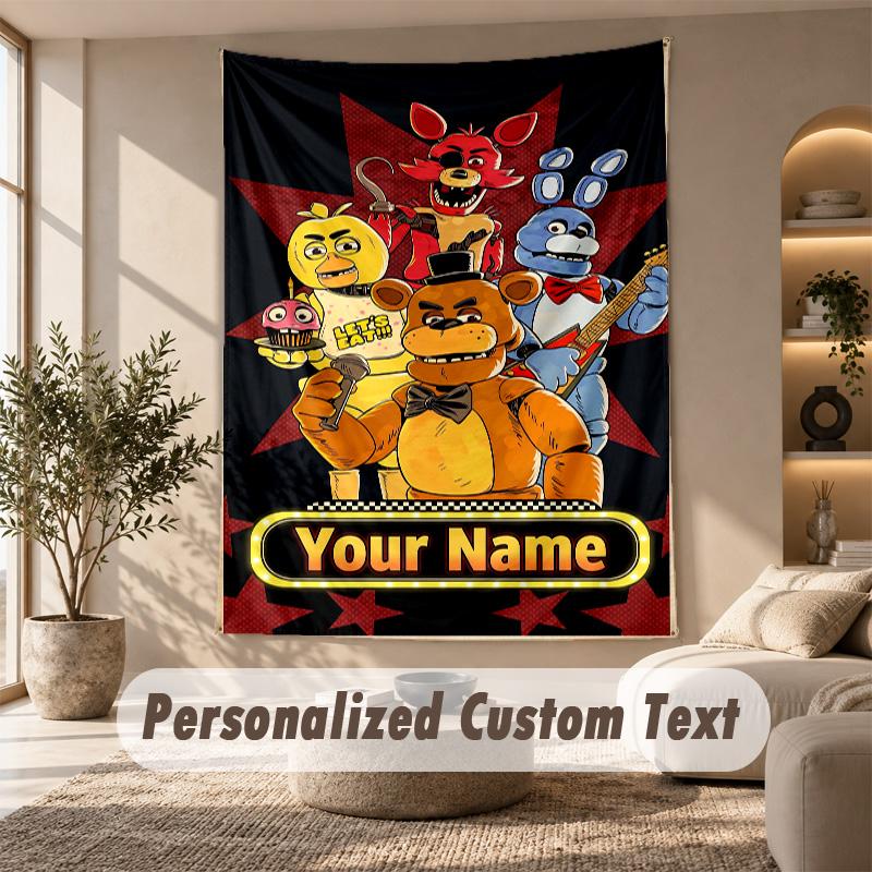 Five Nights at Freddy’s Tapestry, Personalized Custom Text, Wall Hanging Tapestry For Living Room Home Wall Decor