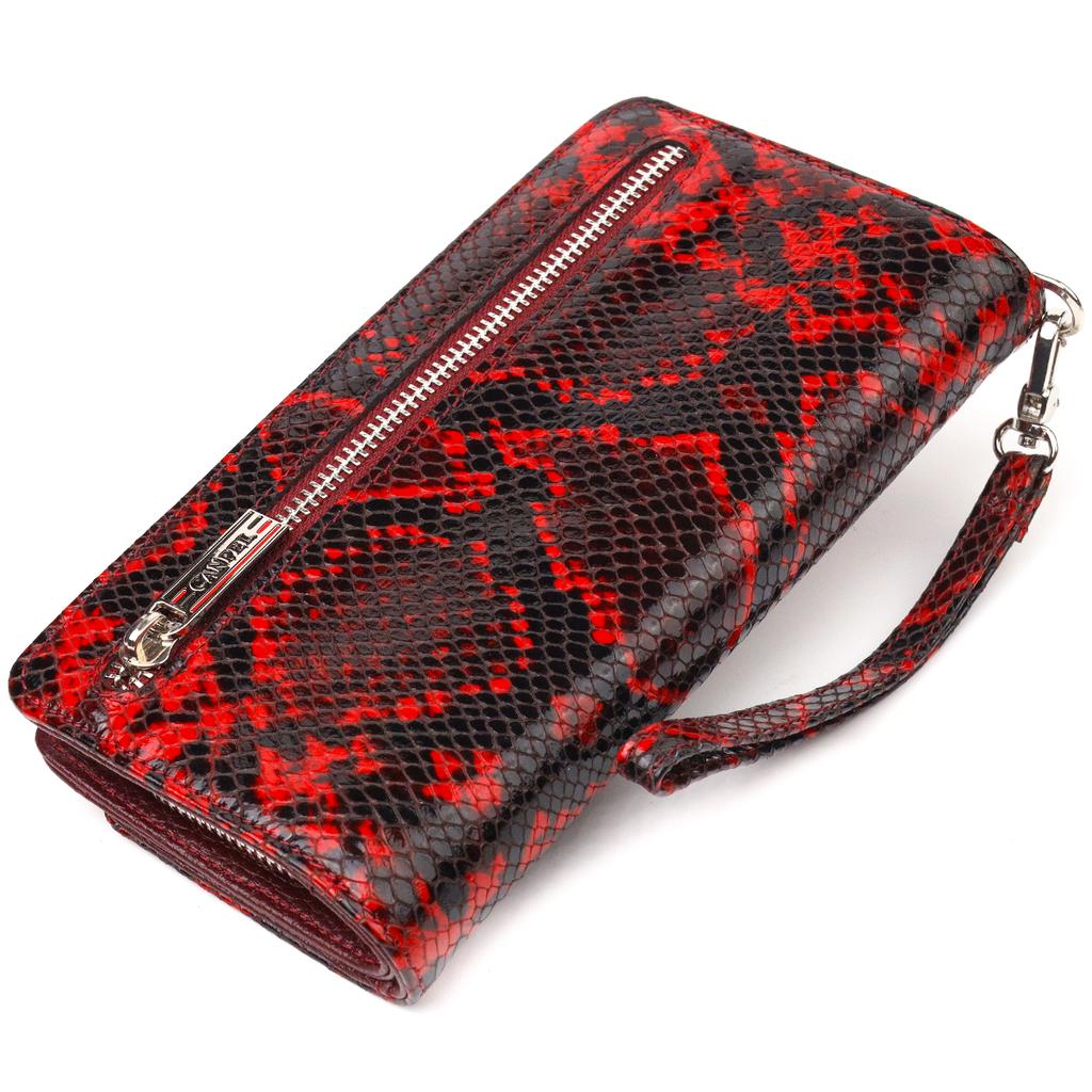 Stylish Women's Wallet Clutch Made of Genuine Leather with Snake Embossing CANPELLINI Wallet 21538 Multicolored