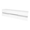 Modern White High-Gloss TV Cabinet, 160x39x45 cm, LED Lighting, 2 Doors, 1 Drawer, Open Compartment, 70-Inch TVs, Acrylic Glass Insert, Push-to-Open