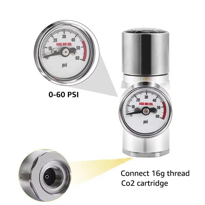 Мини-регулятор CO2 с шаровым замком и шлангом для газирования, 2-в-1 Зарядное устройство CO2 для домашнего пивоварения(0-60 фунтов на квадратный дюйм),Регуляторы давления для пива и домашняя газировка