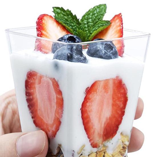 10Pcs Reusable Dessert Cups with Lids Clear Plastic Mousse Cups for Pudding Cheesecake Stackable Dessert Bowls for Parties Events