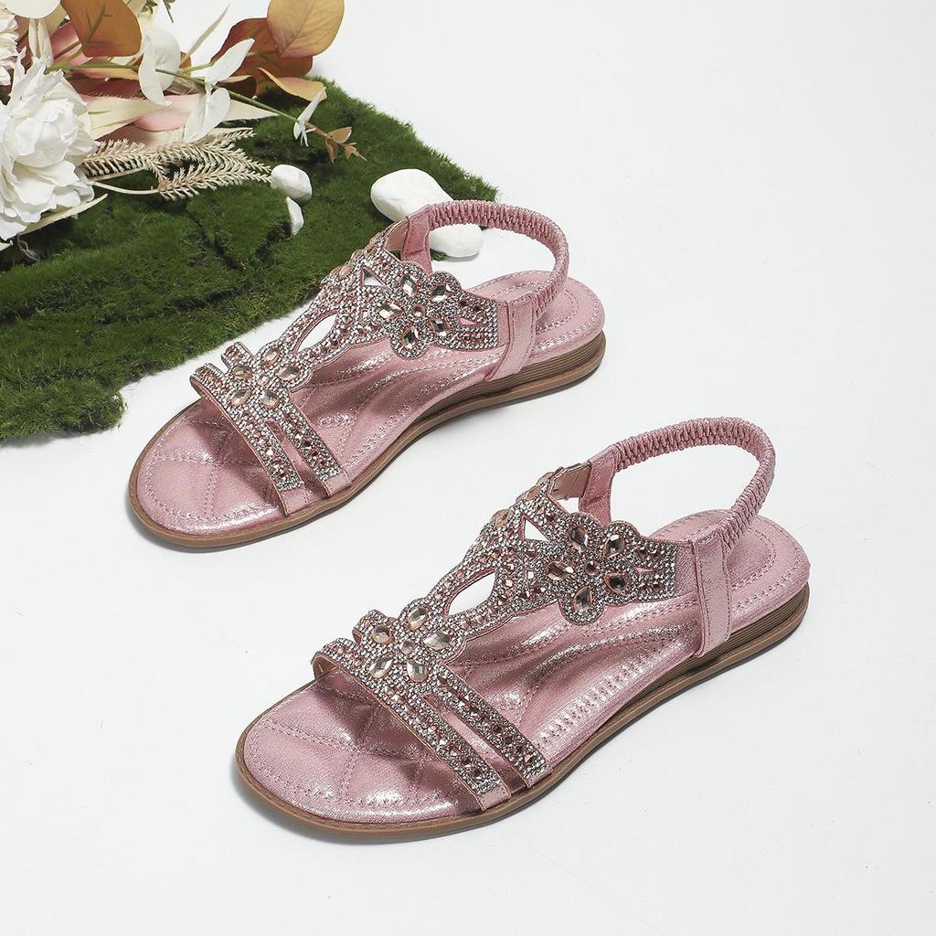 Босоножки Yasrun Bohemian Rhinestone Flat Sandals - Удобная женская летняя обувь