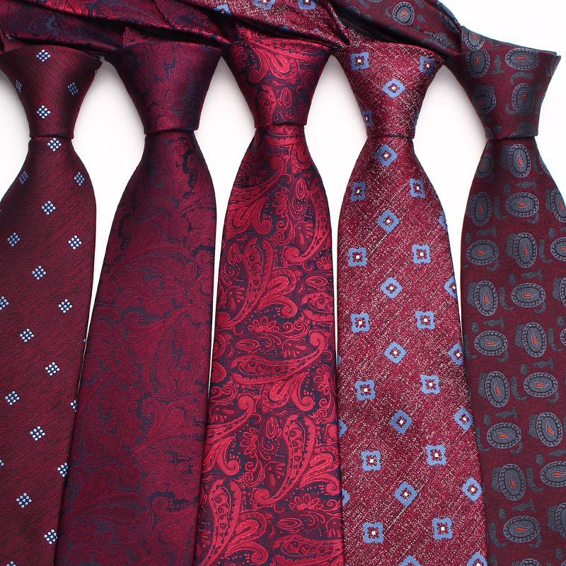 Галстук бордовый ретро мужской свадебный галстук жениха пряжа полиэстер шелковый деловой галстук