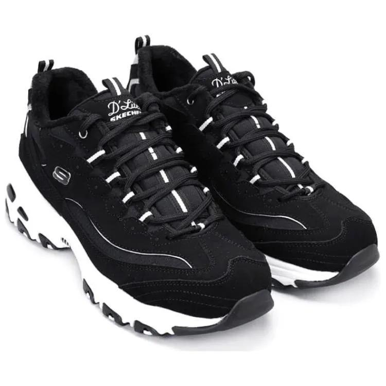 Skechers D'Lites 1.0 Panda Shoes , Classic Casual , Comfortable Thick Sole , Trendy Outdoor , Fleece Lined (Unisex) Chunky Sneakers 66666125 BLK
