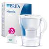 BRITA Carafe Filtrante Marella Blanche + 12 Cartouches Filtrantes MAXTRA PRO All-in-1 - Nouveau MAXTRA+