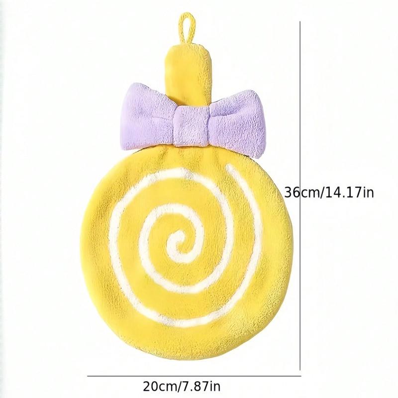 Soft Absorbent Cartoon Lollipop Hand Towel - Coral Fleece, Hangable