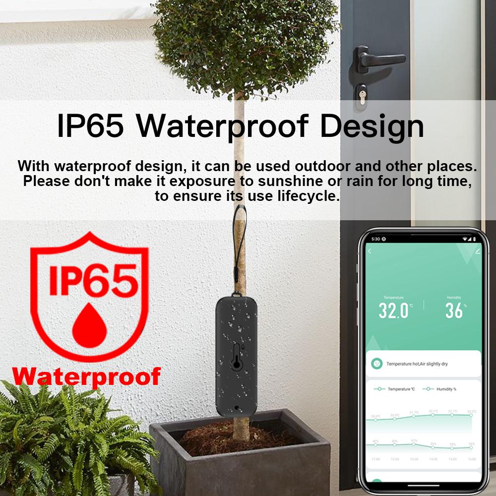 Tuya Zigbee Temperature Humidity Sensor Thermometer IP65 Waterproof Compatible with Smart Life & Google Assistant