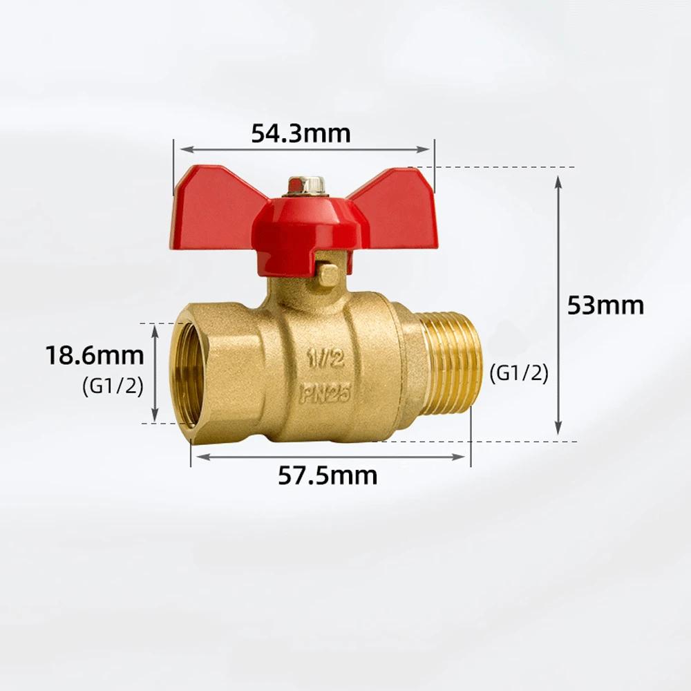 1/4" 3/8" 1/2" 3/4" BSPP Male To Female Brass Shut Off Ball Valve Fuel Gas with Red Blue Butterfly Handle Water Heater Switch