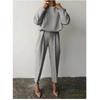 Женские осенне-зимние элегантные однотонные комплекты, женские повседневные пуловеры + брюки, свободные наряды