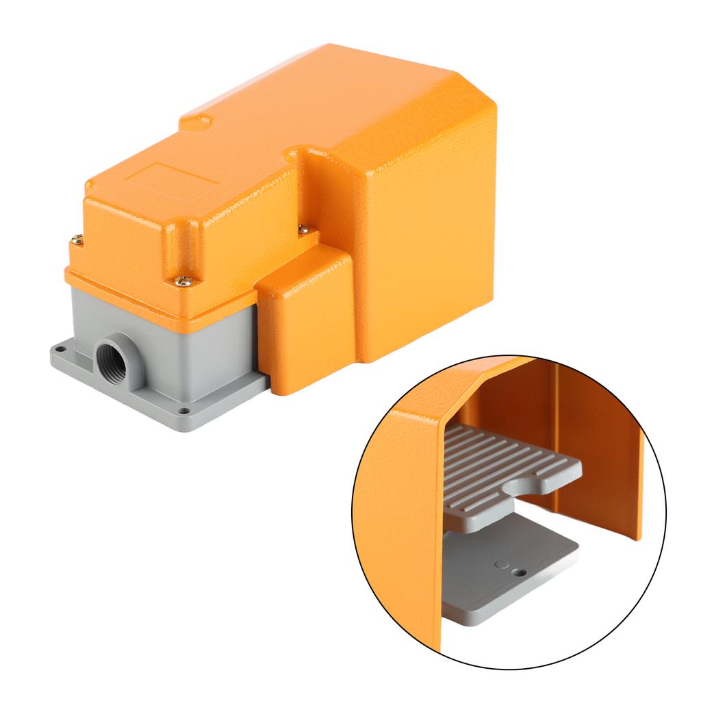 250V 10A Aluminum Alloy Oil Resistant CorrosiOn Resistant Foot Pedal OnOff Switch with Guard