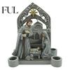 Seasonal Atmosphere Candle Accessories Christmas Nativity Scene Holder, Holy Family Manger Figurine with 4 Decorative Stands for Fireplaces