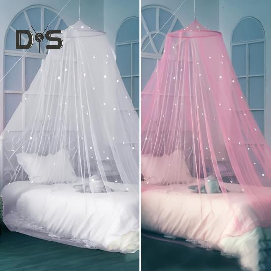 Балдахин для кровати с флуоресцентными звездами, дышащая москитная сетка, детская комната, круглая верхняя часть, детская кроватка, палатка, хозяйственные принадлежности