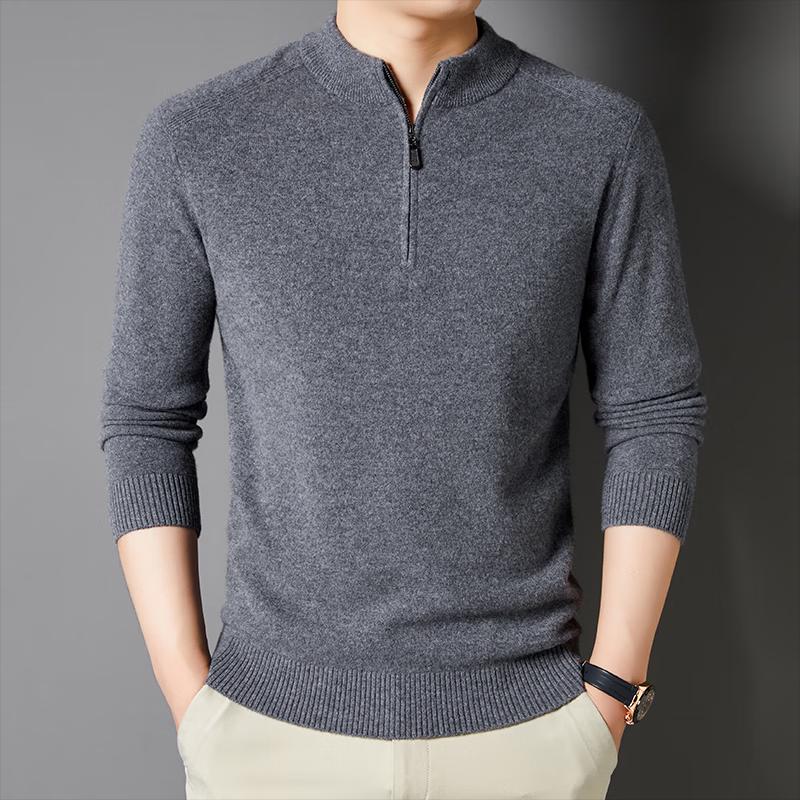 Men's Zipper Stand-Collar Pullover Knit Sweater YTMTST6465