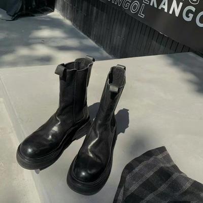 Найди второй волосок! Виноградная мать та же обувь Мисс София усадка узор вымытые ретро челси женские короткие ботинки осень