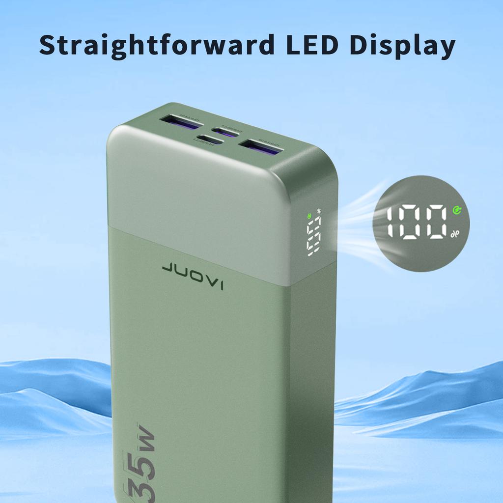 Brand JUOVI/NOBIS High Capacity 35W 20000mAh Power Bank with PD QC3.0 Type-C USB Four Ports for iPhone 17 Samsung Fast Charging
