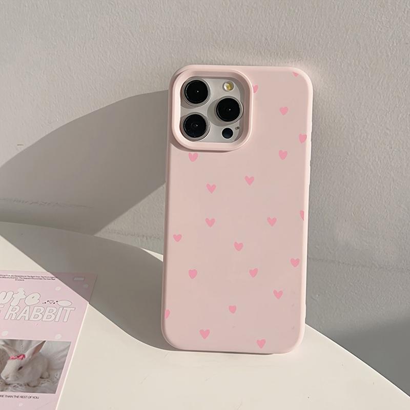 Простой полноэкранный розовый чехол-сердечко для iPhone 11 12 13 14 15 16 17 Pro Max 16 Plus, ударопрочный бампер, мягкая силиконовая накладка